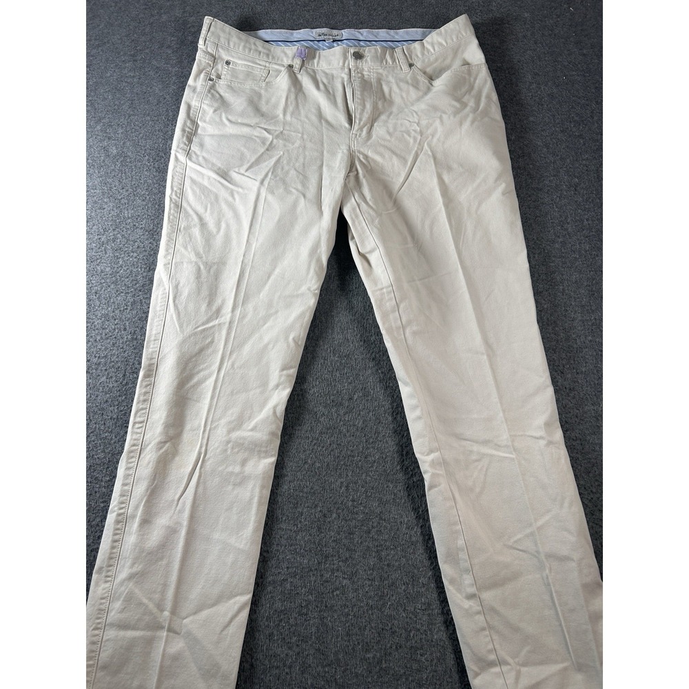 Peter Millar Crown Vintage Canvas Pants Men 38x31 Tan‎ 5-Pocket Stretch MF18B86